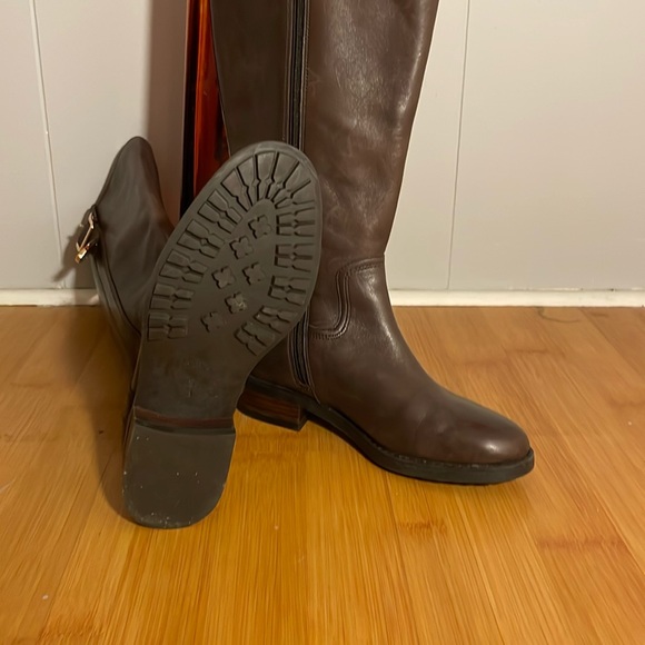 Coach Easton Chocolate Calf Leather Boots size 5 - Picture 2 of 4